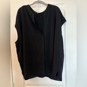 Eloquii Split Collar Sleeveless Black Top